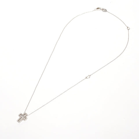 Damiani Belle Epoque XXS K18WG Diamond Cross White Gold Necklace Silver WS25676
