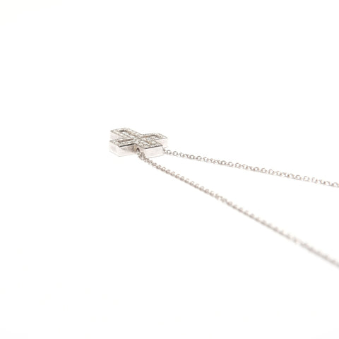 Damiani Belle Epoque XXS K18WG Diamond Cross White Gold Necklace Silver WS25676