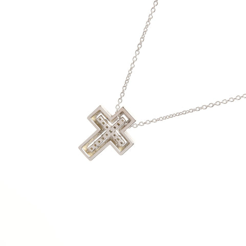 Damiani Belle Epoque XXS K18WG Diamond Cross White Gold Necklace Silver WS25676