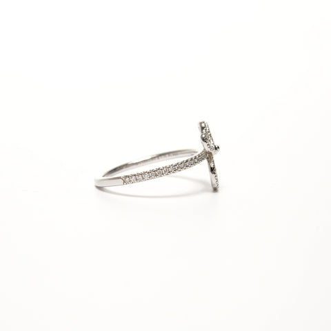 TIFFANY&Co. Papierblume Pt950 Platin Diamant #12 Ring Silber WS25684