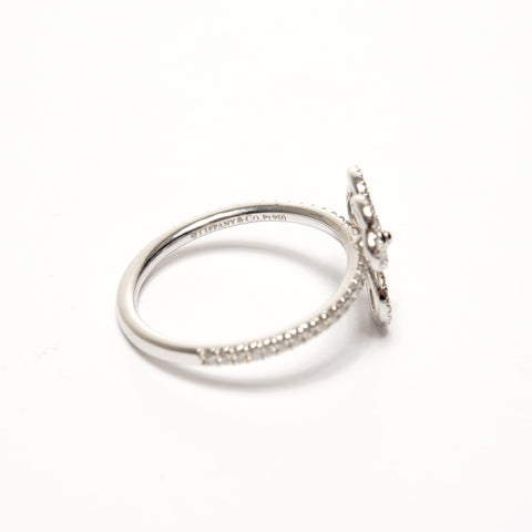 TIFFANY&Co. Papierblume Pt950 Platin Diamant #12 Ring Silber WS25684