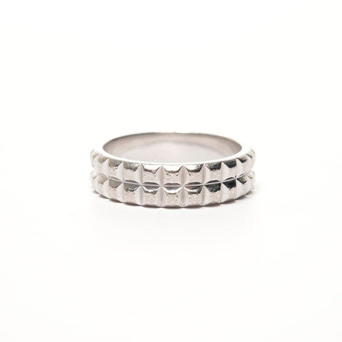 BOUCHERON Or Blanc 18 Carats Pointe de Diamant 55 #15 Bague Argent WS25686