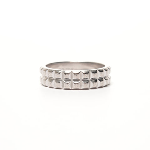 BOUCHERON Or Blanc 18 Carats Pointe de Diamant 55 #15 Bague Argent WS25686