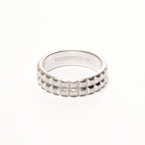 BOUCHERON Or Blanc 18 Carats Pointe de Diamant 55 #15 Bague Argent WS25686