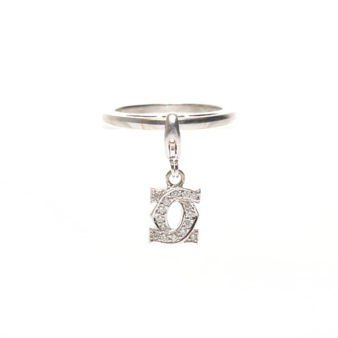 CARTIER 750 K18WG 2C Bague Charme Bébé Or Blanc Diamant 50 #10 Bague Argent WS25687