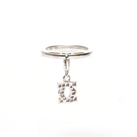 CARTIER 750 K18WG 2C Bague Charme Bébé Or Blanc Diamant 50 #10 Bague Argent WS25687