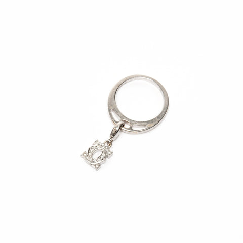 CARTIER 750 K18WG 2C Bague Charme Bébé Or Blanc Diamant 50 #10 Bague Argent WS25687