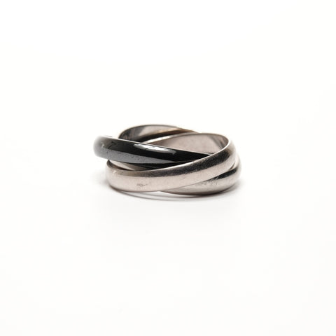 CARTIER Trinity Pt950 K18WG Bague en céramique noire #10 Argent WS25689