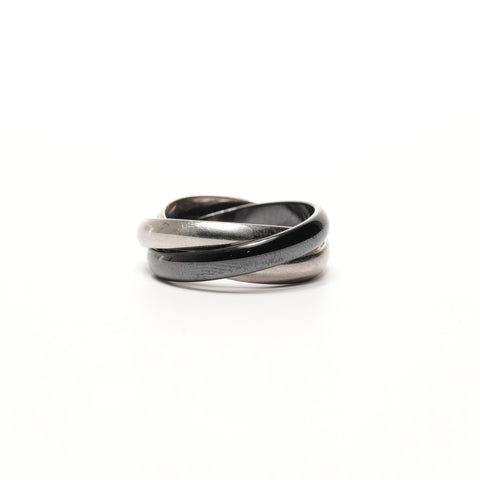 CARTIER Trinity Pt950 K18WG Bague en céramique noire #10 Argent WS25689