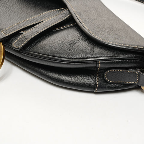 Christian Dior Leather Saddlebag Shoulder Bag black WS25697