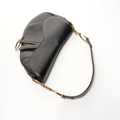 Christian Dior Leather Saddlebag Shoulder Bag black WS25697