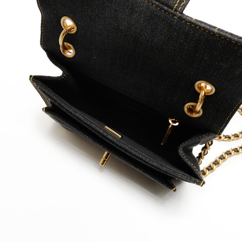 CHANEL Denim Mini Matelasse Chain Shoulder Bag blue WS25700