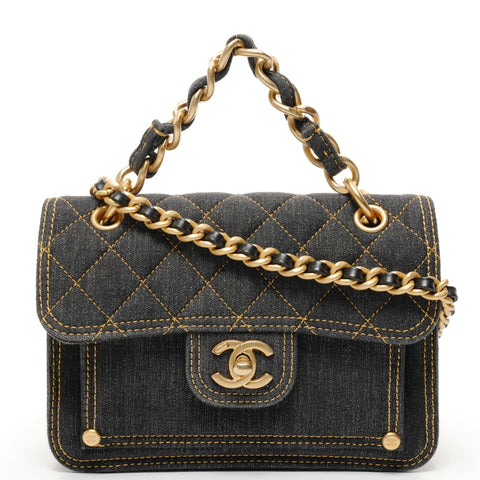 CHANEL Denim Mini Matelasse Chain Shoulder Bag blue WS25700