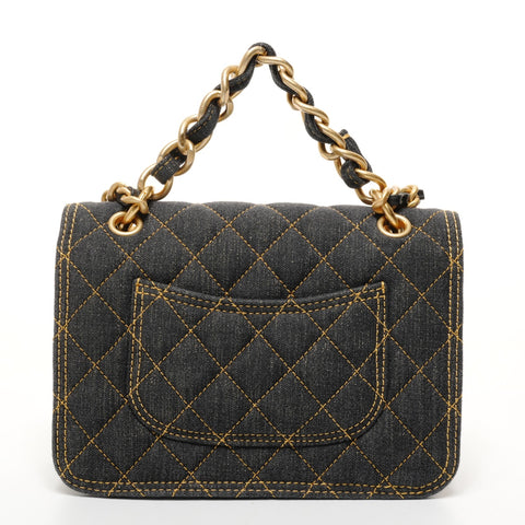 CHANEL Denim Mini Matelasse Chain Shoulder Bag blue WS25700