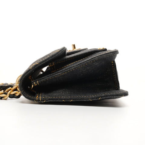 CHANEL Denim Mini Matelasse Chain Shoulder Bag blue WS25700