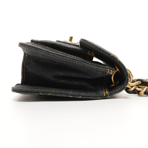 CHANEL Denim Mini Matelasse Chain Shoulder Bag blue WS25700
