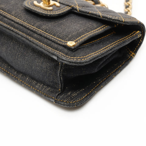 CHANEL Denim Mini Matelasse Chain Shoulder Bag blue WS25700