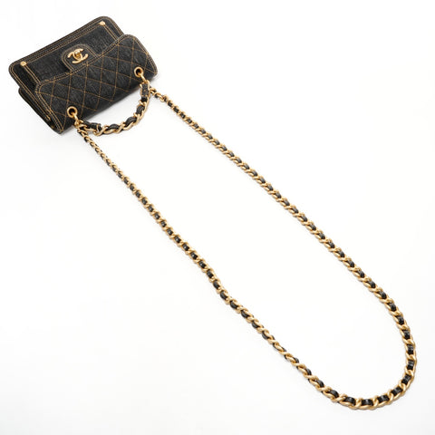 CHANEL Denim Mini Matelasse Chain Shoulder Bag blue WS25700