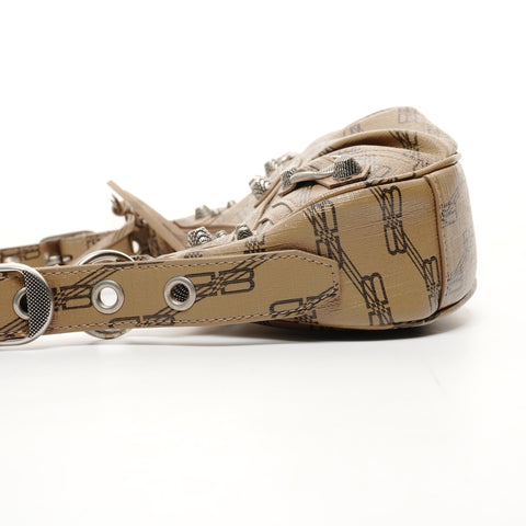 BALENCIAGA Cagol XS Motorcycle Motif Trompe L'oeil Pattern Shoulder Bag Brown WS25701