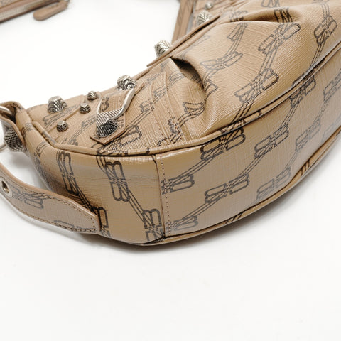 BALENCIAGA Cagol XS Motorcycle Motif Trompe L'oeil Pattern Shoulder Bag Brown WS25701