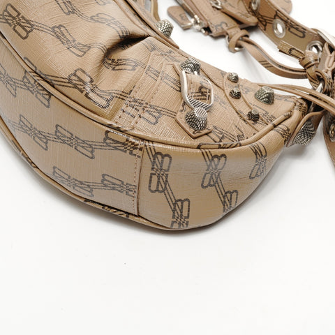 BALENCIAGA Cagol XS Motorcycle Motif Trompe L'oeil Pattern Shoulder Bag Brown WS25701