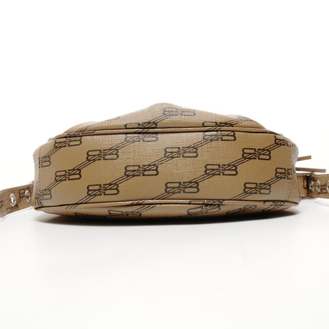 BALENCIAGA Cagol XS Motorcycle Motif Trompe L'oeil Pattern Shoulder Bag Brown WS25701