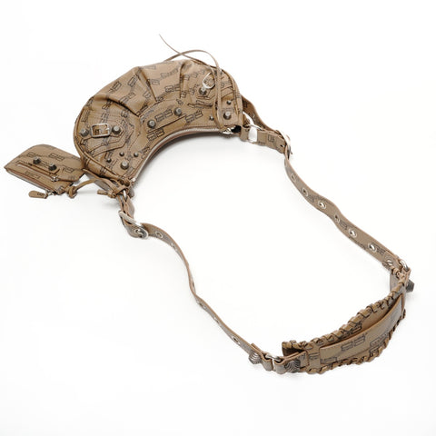 BALENCIAGA Cagol XS Motorcycle Motif Trompe L'oeil Pattern Shoulder Bag Brown WS25701