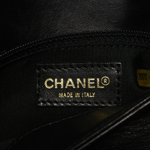 CHANEL 2002-2003 Chocolate Bar COCO Mark Lambskin No. 7 Shoulder Bag black WS25704