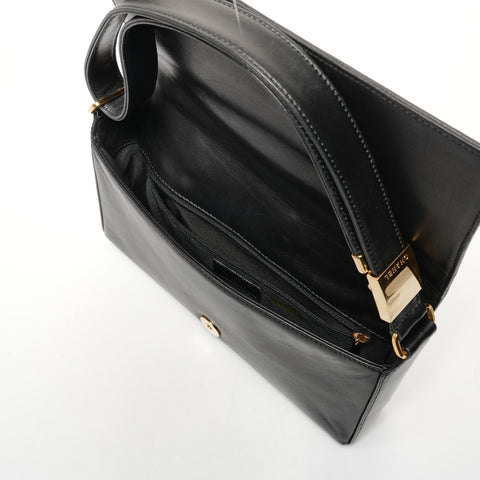 CHANEL 2002-2003 Chocolate Bar COCO Mark Lambskin No. 7 Shoulder Bag black WS25704