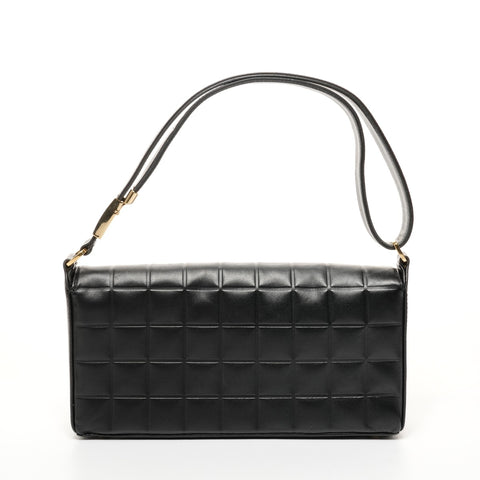 CHANEL 2002-2003 Chocolate Bar COCO Mark Lambskin No. 7 Shoulder Bag black WS25704