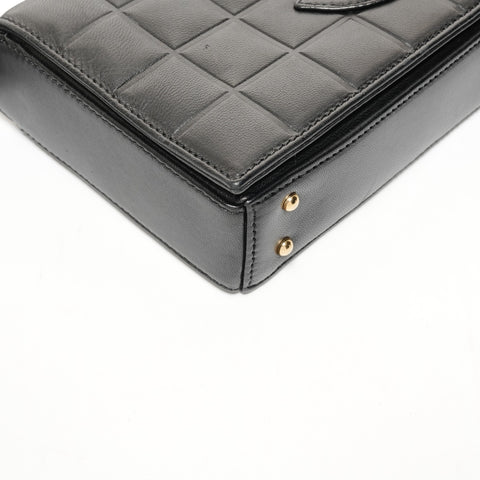 CHANEL 2002-2003 Chocolate Bar COCO Mark Lambskin No. 7 Shoulder Bag black WS25704