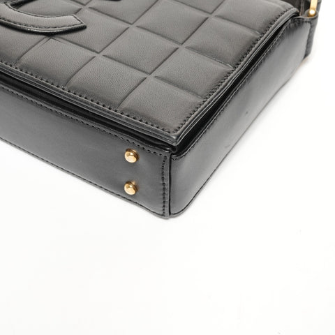 CHANEL 2002-2003 Chocolate Bar COCO Mark Lambskin No. 7 Shoulder Bag black WS25704