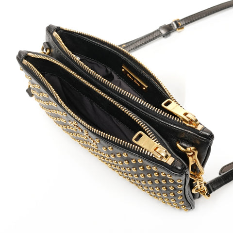 Miu Miu Studded 2-way clutch bag in leather Shoulder Bag black WS25705