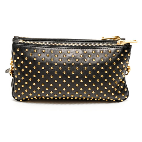 Miu Miu Studded 2-way clutch bag in leather Shoulder Bag black WS25705