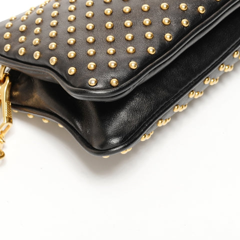 Miu Miu Studded 2-way clutch bag in leather Shoulder Bag black WS25705