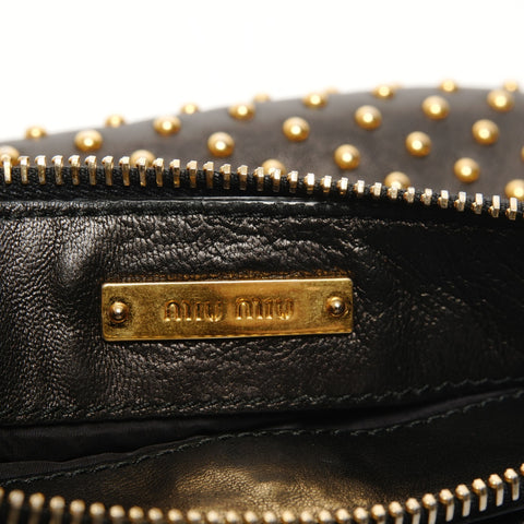 Miu Miu Studded 2-way clutch bag in leather Shoulder Bag black WS25705