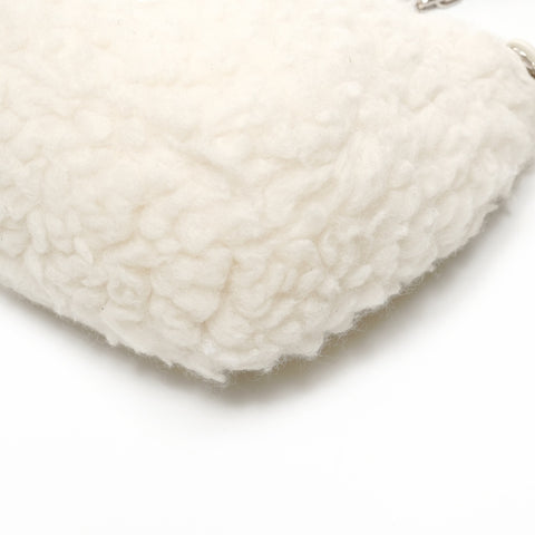 PRADA Re Edition 2005 Boa Wool Cashmere 2-Way Chain Shoulder Bag white WS25707