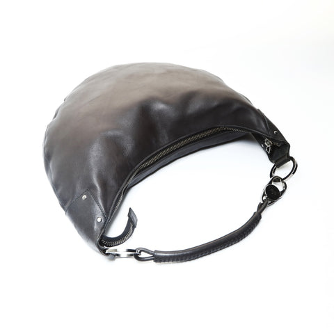 GUCCI Leather Hobo Shoulder Bag black WS25708