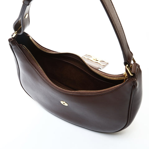 CELINE Leather Ava Triomphe Hobo Shoulder Bag Brown WS25709