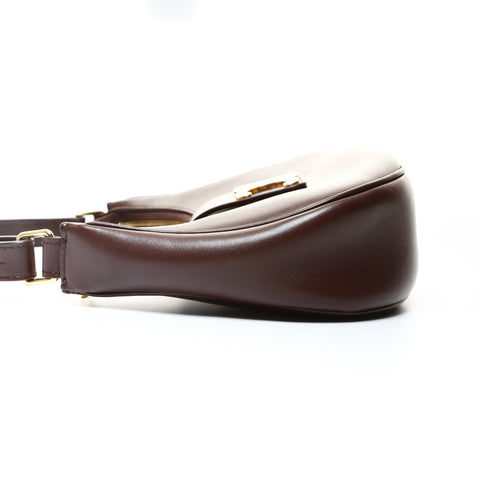 CELINE Leather Ava Triomphe Hobo Shoulder Bag Brown WS25709