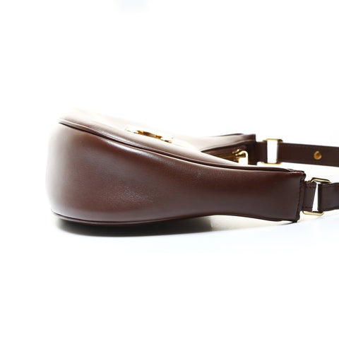 CELINE Leather Ava Triomphe Hobo Shoulder Bag Brown WS25709