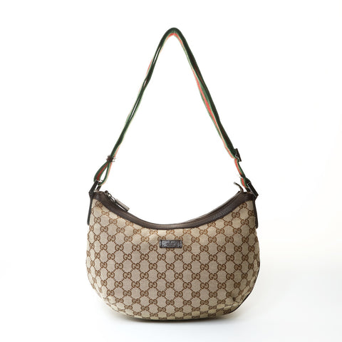 GUCCI GG Canvas Half Moon Shelly Shoulder Bag Brown WS25710
