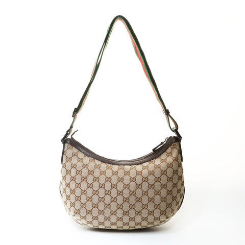 GUCCI GG Canvas Half Moon Shelly Shoulder Bag Brown WS25710