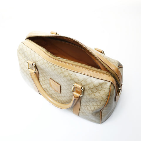 CELINE Boston bag macadam PVC Handbag beige WS25712