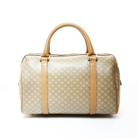 CELINE Boston bag macadam PVC Handbag beige WS25712