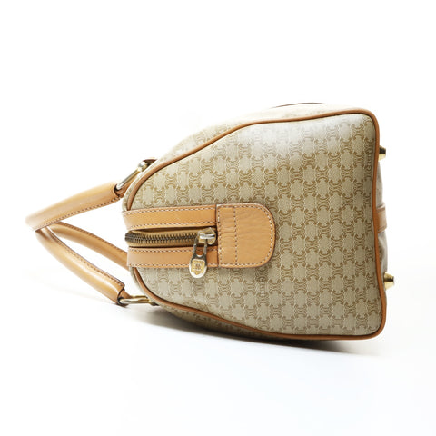 CELINE Boston bag macadam PVC Handbag beige WS25712