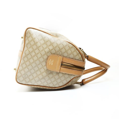 CELINE Boston bag macadam PVC Handbag beige WS25712