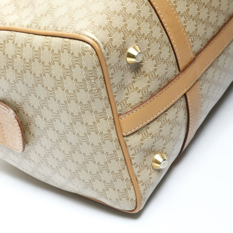 CELINE Boston bag macadam PVC Handbag beige WS25712