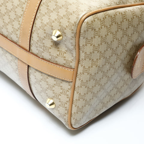 CELINE Boston bag macadam PVC Handbag beige WS25712