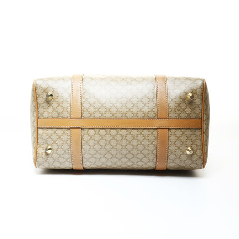 CELINE Boston bag macadam PVC Handbag beige WS25712